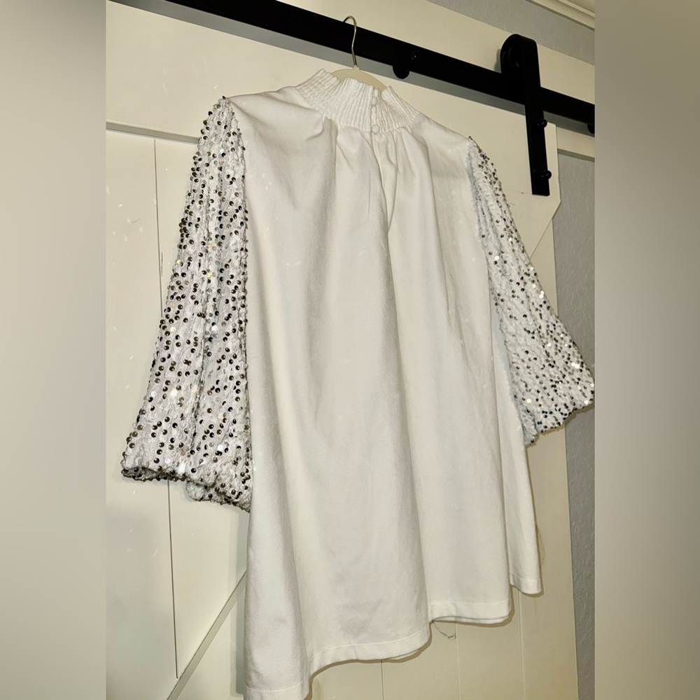 Oddi sequin bubble sleeve blouse